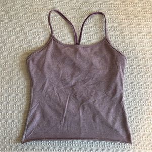 Lululemon Power Y Cropped Tank • Size 6, Purple & White Mini Stripe